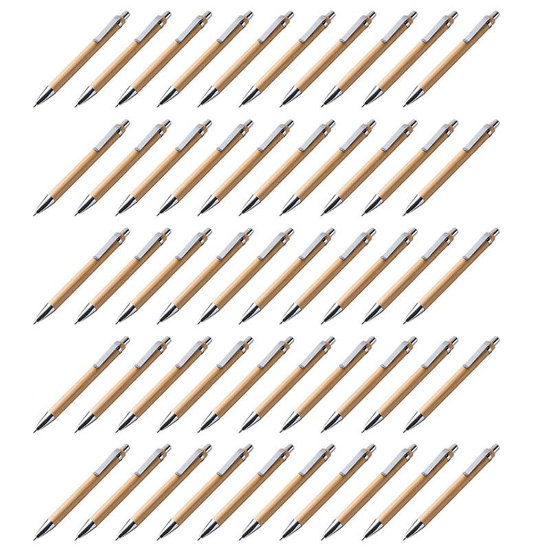 50Pcs/Lot Bamboo Ballpoint Pen Stylus Contact Pen Office & School Supplies Pens & Writing Supplies Gifts With Blue Ink
