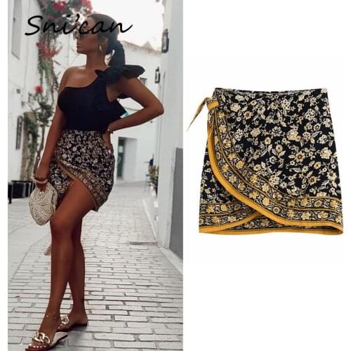 Bohemian Sarong Wrap Skirt Summer Vintage Asymmetrical Casual Faldas Cortas Za 2021 Women Jupe Femme Paisley Female Bottom New
