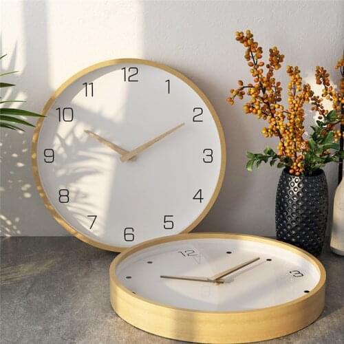 Digital wall clock wall decor wall clock Fashion wood grain simple wall clock Nordic artist home decoration bedroom office