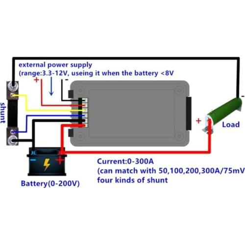 DC 0-200V 0-300A Battery Tester Voltmeter Ampmeter Power Impedance Capacity Energy Time Meter 50A/100A/200A/300A Multimeter