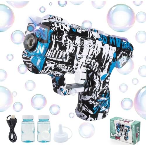 USB Charged Bubble Machine Children Camouflage Bubbles Gun Outdoor Toys Projection Light Music Electric Automatic Bubble Maker