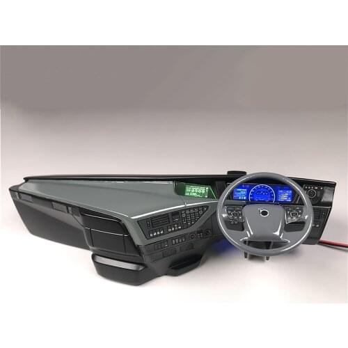 For Tamiya 1/14 Volvo FH16 750 56360 RC Truck Cab Console Cabin with Decoration Sticker Left Right Plastic Internal Center