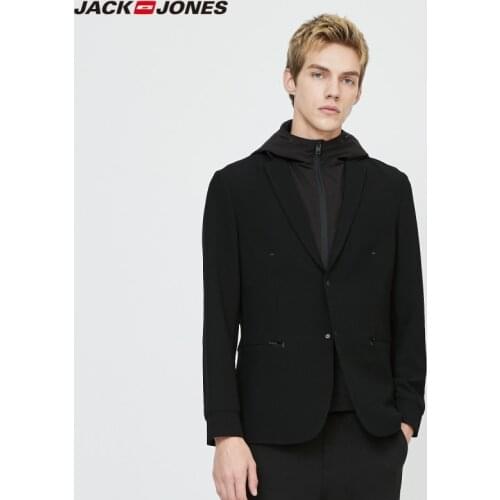 JackJones Mens Detachable Hooded Two-way Slim Fit Suit Jacket | 220108504