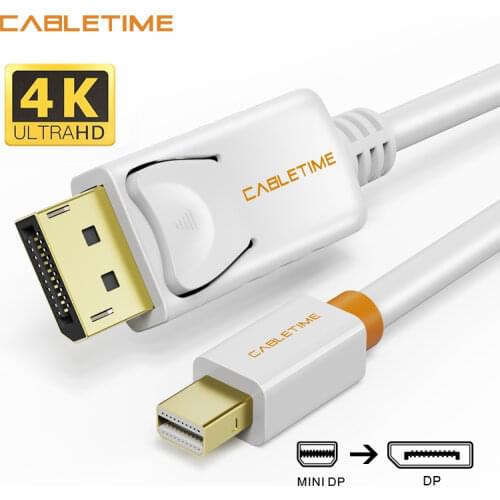 Cabletime Mini Display Port to Display Port Cable mini dp to dp Thunderbolt to DP 4K Cable For Macbook Surface Pro N024