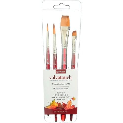 Princeton Velvetouch, Series 3950, Paint Brush for Acrylic, Oil and Watercolor, Set of 4,DURABLE AND AFFORDABLE