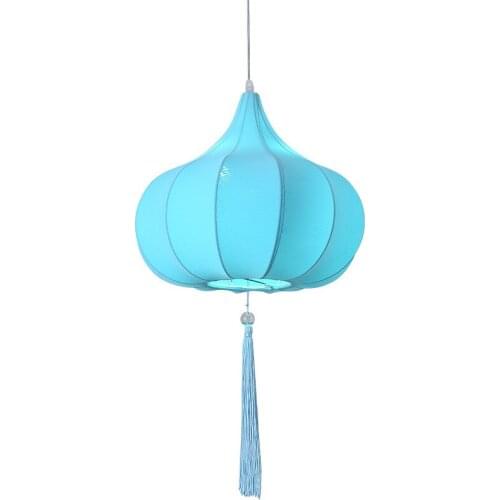 Chinese Sackcloth Lantern Chandelier Creative Blue Dining Room Pendant Lights Restaurant Bar Coffee Industry Deco Pendant Lamp
