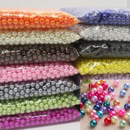 4/6/8mm color straight holes round Acrylic Sew on pearls spacer beads clothes headwear shoes bag craft beaded DIY Jewelry Making