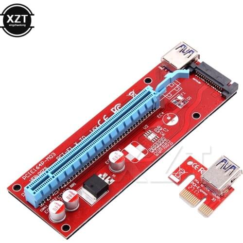 2018 Hot PCIe PCI-E PCI Express Riser Card 1x to 16x USB 3.0 Data Cable SATA to 4pin IDE Molex Power Supply for BTC LTC ETH