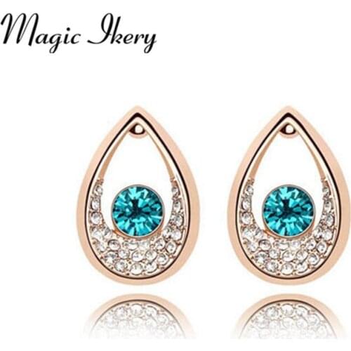 Magic Ikery Gold Color Rhinestone Crystal Vintage India Tear Stud Earring Wholesale Fashion Jewelry for women MKY4288