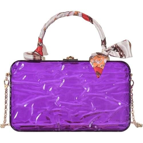 Fashion Transparent Box Women Handbags Designer Clear Pvc Shoulder Crossbody Bags Luxury Chains Jelly Bag Candy Small Purse 2021