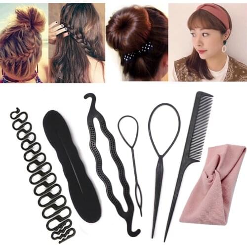 Braiding Hair Bun Maker Accessories Set Donut Sponge Women Girl Elastic Rubber Bands Rope Hair Rope Styling Tool Multi Style