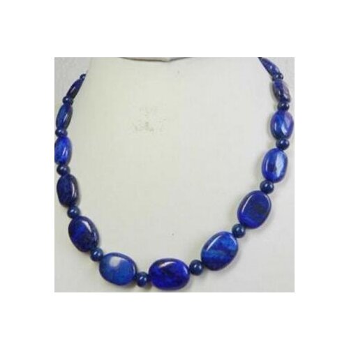Natural Oval Lapis Lazuli Tigers Eye 13x18mm Dark Blue Beads Necklace 18