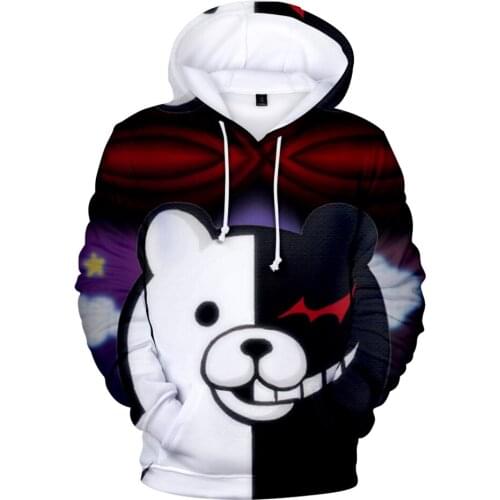 Sidno Monokuma 3D Hoodies Men Women Sweatshirts Harajuku Hoodie Pullovers Print 3D Monokuma Hoodies Boys/girls Cool Coat Top