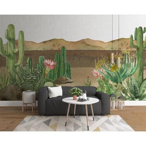 Beibehang Custom wallpaper Modern minimalistic TV background wall Nordic tropical plant flamingo cactus background 3d wallpaper