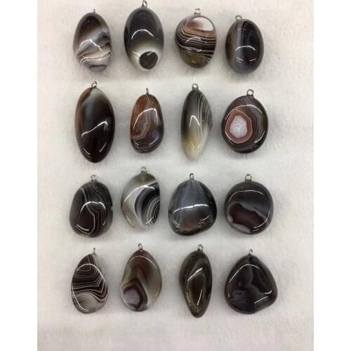 Wholesale 5pcs/pack Polished Botswana Agates Bead Pendant,Natural Loose Gem Stone Pendant Jewelry Necklace 30-40mm