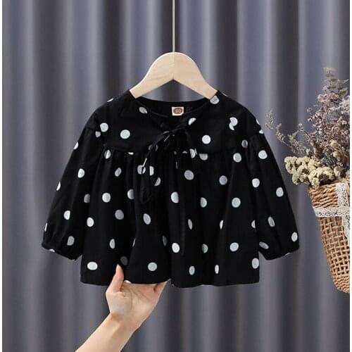 Girls Blouse Toddler Girl Fall Clothes 2021 Children Clothes Kids Cute Dot Cotton White Shirts For Girls Clothes Black Blusas