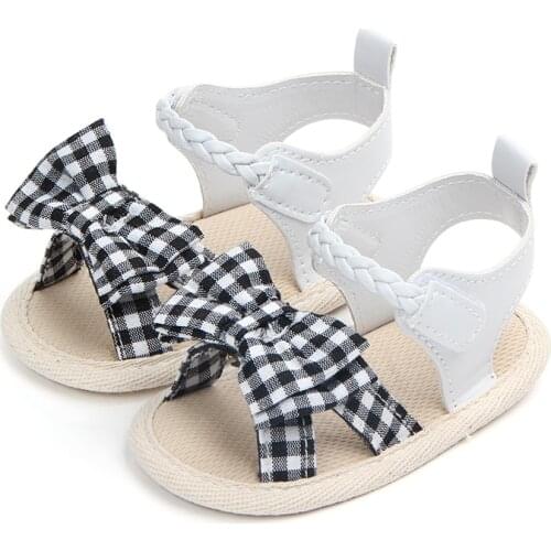 Baby Girl Casual Sandals Cute Bow Knit Magic Tape Princess Style Breathable Composite Sandals