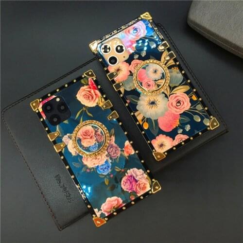 Luxury Laser Flower Square Cover Soft Silicone Case for Samsung Galaxy A21S A20S A30 A12 A22 A32 A42 A52 A10E A20E M30 M31 M51