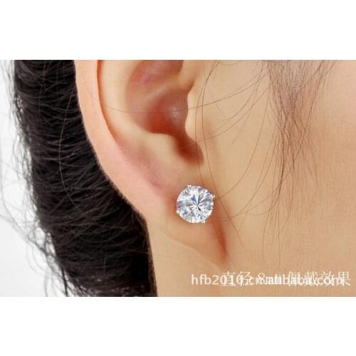 925 Sterling Silver Ear Stud with Four-Claw Inlaid Crystal Ornament Men Women Wedding Ornament Wholesale