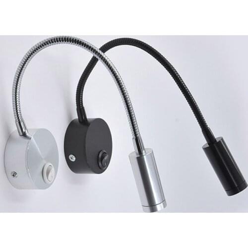 Modern LED Wall Lamp Flexible Hose 1W 3W Light Silver Bathroom Mirror Study Fixtures Reading Header Luminaire LED Lamps