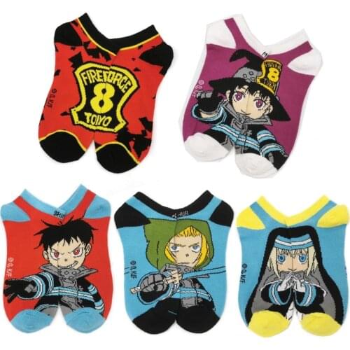 Anime Cartoon Cotton Socks Fire Force Tamaki Kotatsu Maki Oze Figure Boat Socks Men Women Accessories