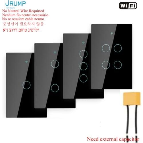Jrump US Smart Touch Switch Single Fire Wire Light Switch Remote Control Smart Switched with universal alexa Google Home