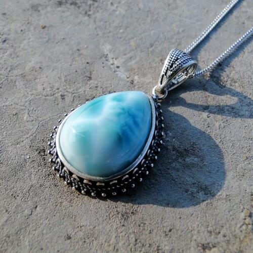 High Quality Tear Drop Pear Shape Cool Larimar 13x18MM Waterdrop Pendant Natural Larimar Gemstone Jewelry