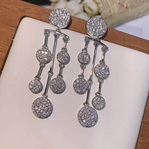 HIBRIDE Geometric Round Shape Earrings Mirco Pave AAA Cubic Zircon Women Engagement Drop Earrings bijoux femme E-70