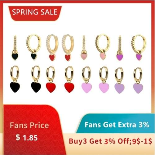 MC 925 Sterling Silver Huggies Woman Earrings Dripping Oil Cartilage Hoop Earring For Wedding Party Heart Zircons Fancy Earrings