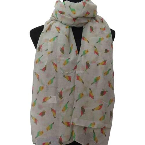Bird Print Womens Long Scarf, Free Shipping