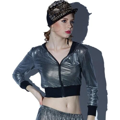 Wholesale New Spring Fashion hip hop jazz Costumes Ultra-short Polka dot printing Tops sexy womens clothing dance wear Coat