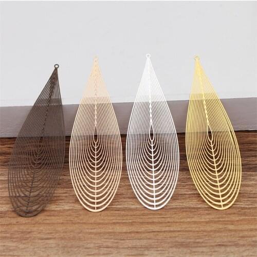 10pcs/lot 14x50mm Hollow waterdrop shape Pendant Charms Metal Jewelry Findings for DIY Fashion Necklace making