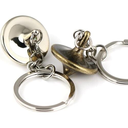 10PCS/Lot,Polished Chrome Gyro Keychain Funny Accessories Film Inception Props Spin Keyfob Key Chain Ring Keychain Keyring