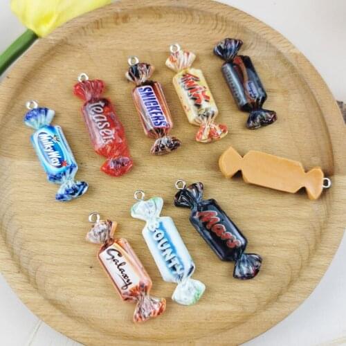 10pcs Sweet Candy Resin Charms Diy Crafts Findings Handmade Phone Decor Chocolate Milk Candies Pendants Jewelry Accessories