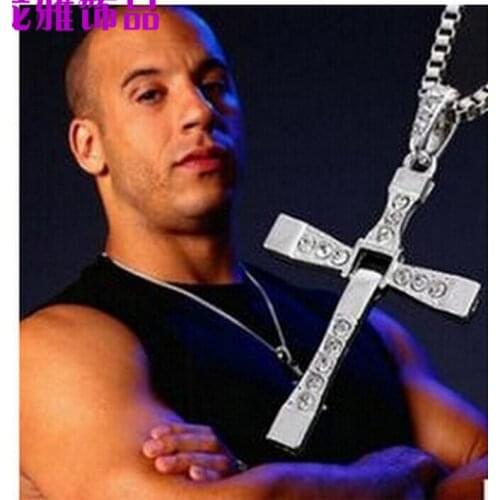120pcs/lot Factory direct MENS SILVER Gold CROSS NECKLACE PENDANT FAST AND FURIOUS DOMINIC TORETTOS MOVIE Hot Selling