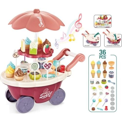 36PCS Ice Cream Candy Trolley House Play Toys Candy Car Ice Cream Candy Cart House Brain Game Kids Toys Childrens Gift Toys Set