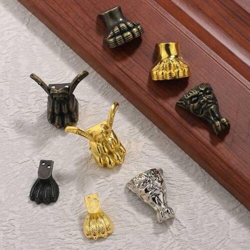 4pcs Antique Zinc Alloy Vintage Jewelry Chest Gift Wine Box Wooden Case Decor Feet Leg Corner Protector Cover Bracket Support