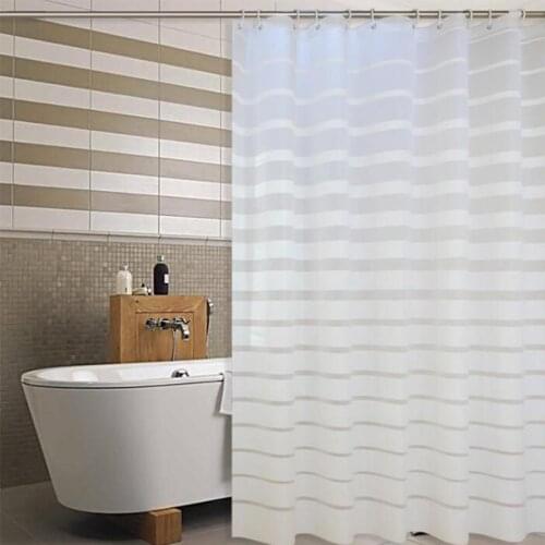 40 Shower Curtains PEVA White Striped Bath Screen for Home Hotel Bathroom Waterproof Mold Proof Curtain with Hooks