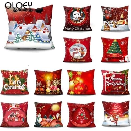 45x45cm Christmas Cushion Cover Christmas Decorations for Home Throw Pillows Sofa Home Decor Pillowcase Pillow Cover Funda Cojin