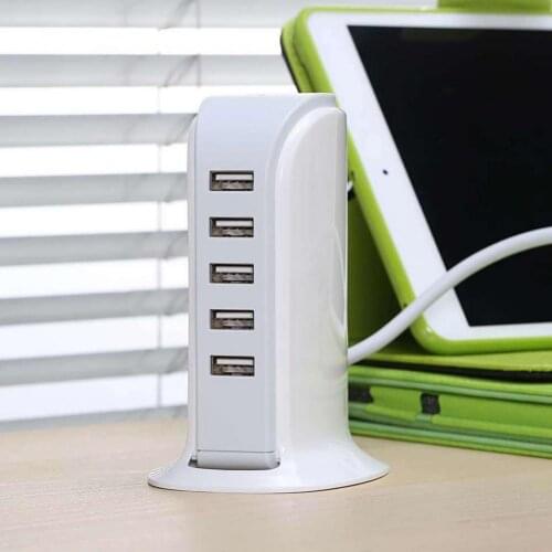 5 Ports Universal Mobile Phone Desktop Wall EU UK Plug USB Charging Station Dock for Home office