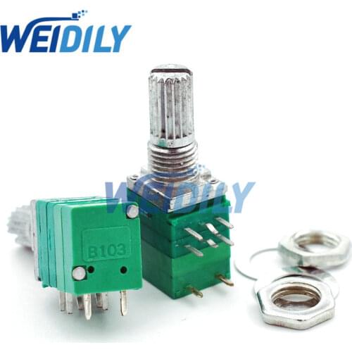 5PCS 8pin RV097NS dual potentiometer B10K with switch audio / power amplifier / sealing potentiometer