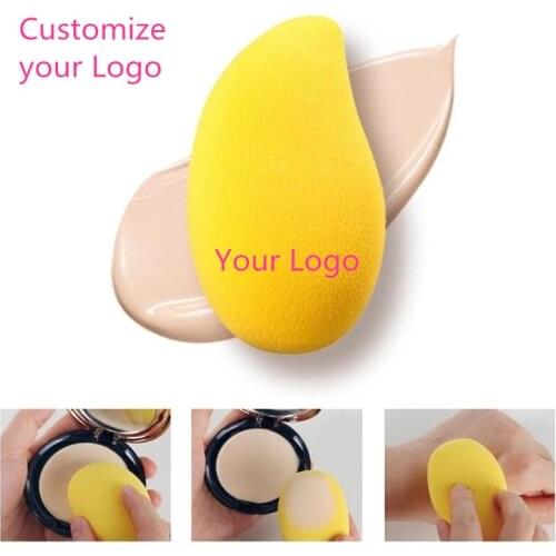 50pcs Customize Your Logo Makeup Foundation Sponge Cosmetic Puff Beauty Egg Blending Foundation Smooth Mango Shape Makeup Tools