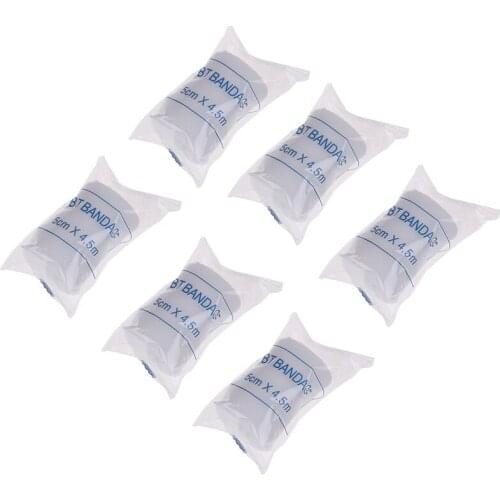 6Rolls PBT Elastic Bandage First Aid Kit Gauze roll Wound Dressing Medical Nursing Emergency Care Bandage 5cmx4.5m