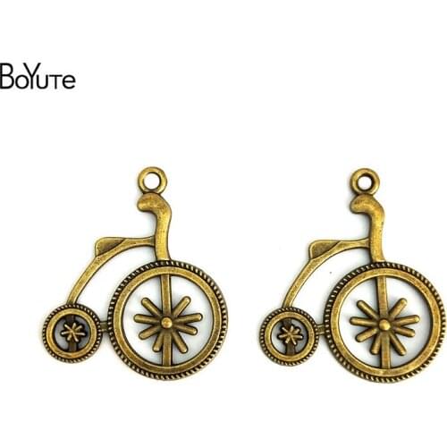 BoYuTe (60 Pieces /lot) 27*32MM Antique Bronze Silver Plated Zinc Alloy Bicycle Pendant Charms Diy Jewelry Findings Accessories