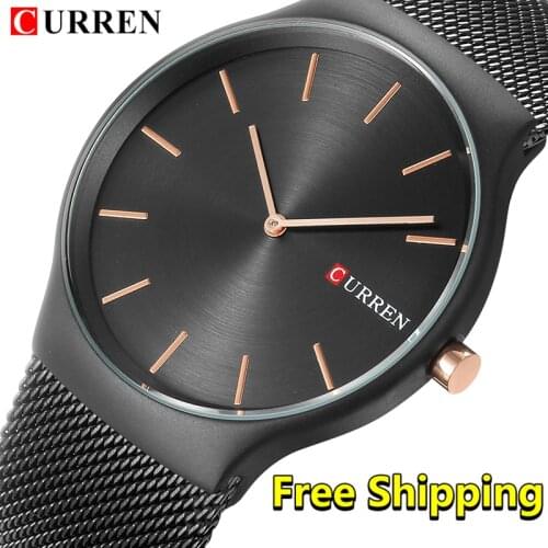 Curren Watch Men luxury Brand Business Ultra Thin Mens Wristwatch Stainless Steel Minimalist Watches Man Relojes Hombre 2019