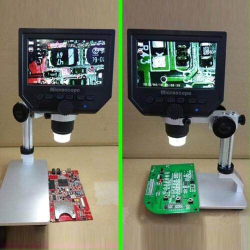 600X Digital Microscope 4.3 Inch HD LCD Soldering Microscope Phone Repair Magnifier + Metal Stand Electronic Video Microscope