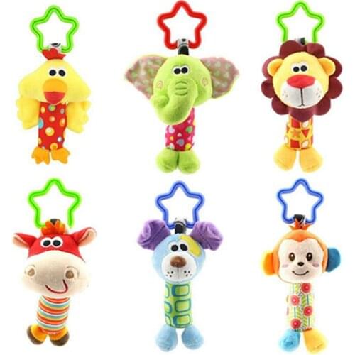 Baby Kids Rattle Toys Cartoon Animal Plush Hand Bell Baby Stroller Crib Hanging Rattles Kawaii 6 Tpye For Gift 35%Off
