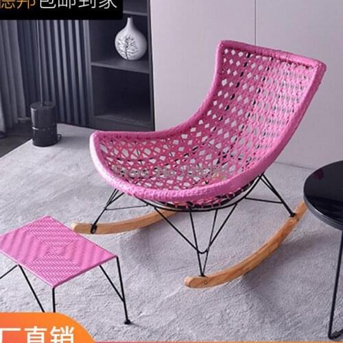 Home summer balcony leisure rocking rocking chair wicker chair recliner summer nap chair waterproof sunscreen comfortable lying