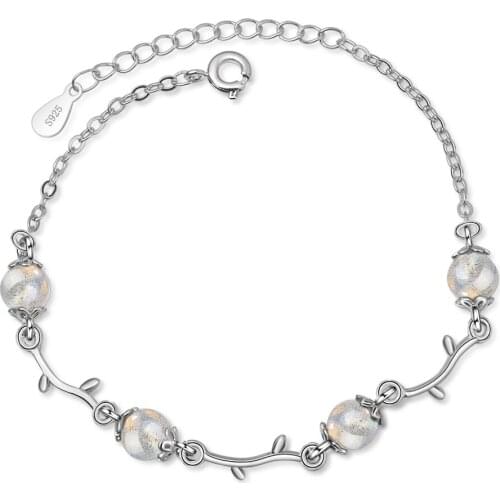 S925 Silver European Stylish New Trend Luxury High Quality Beige Moonstone With Three Shape WomenBracelet For Wedding Party Gift