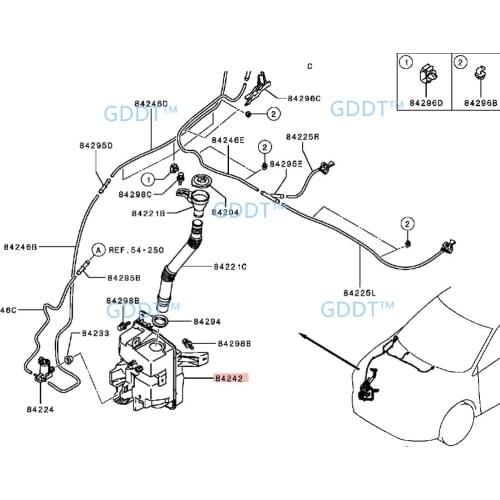Front Windows Spray Nozzle Water Pot for Eclipse Cross 2017-2019 No Motor Water Tank